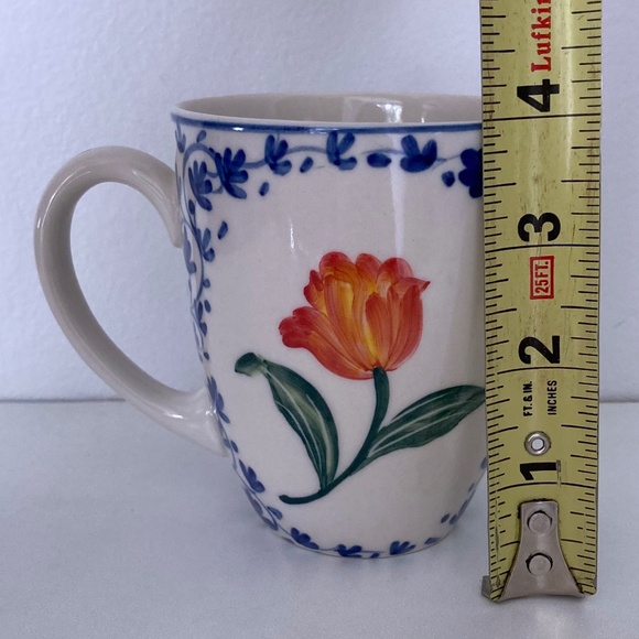 Floral Orange Tulip DELFT Handpainted Delfleur Holland Mug Cup - Picture 7 of 8